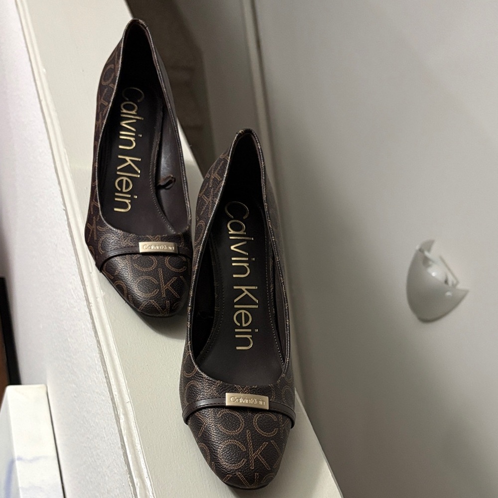 Calvin Klein Dark Brown Logo Heels